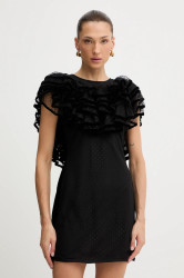 Šaty s příměsí hedvábí Twinset černá barva, 252TS2070
