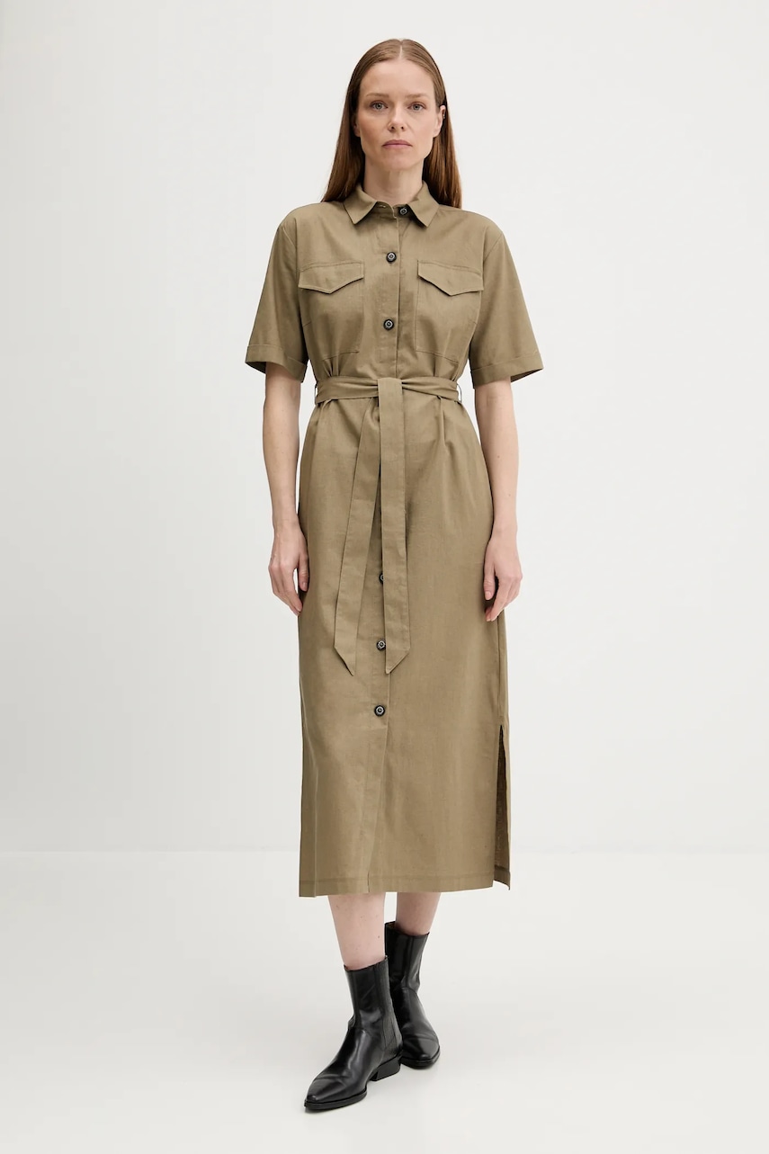 Šaty s příměsí lnu Barbour NICOLE