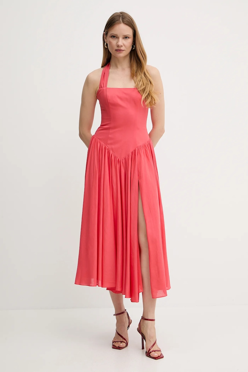 Šaty s příměsí lnu Bardot