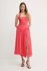 Šaty s příměsí lnu Bardot