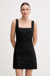 Šaty s příměsí lnu Calvin Klein Jeans černá barva, mini, přiléhavé, J20J225277