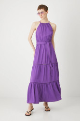 Šaty s příměsí lnu Medicine fialová barva, maxi