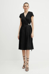 Šaty s příměsí lnu Twinset černá barva, mini, 251TT2072