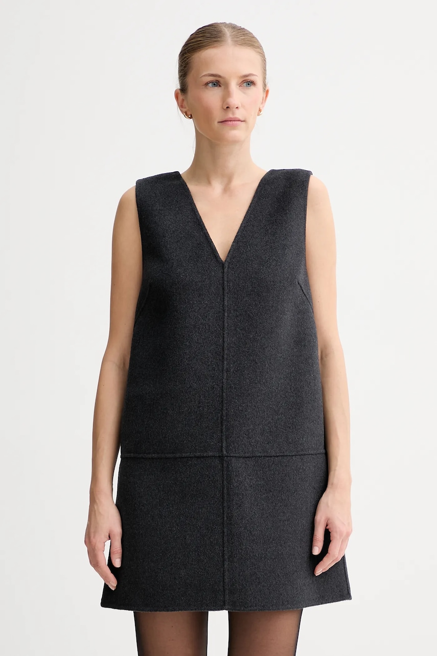 Šaty s příměsí vlny Calvin Klein šedá barva, mini, LV044D017G