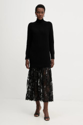 Šaty s příměsí vlny Ermanno Firenze černá barva, maxi, 57TQ013E56