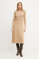Šaty s příměsí vlny Fracomina béžová barva, midi, FR25WD5004K459Q7