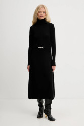 Šaty s příměsí vlny Fracomina černá barva, midi, FR25WD5004K459Q7