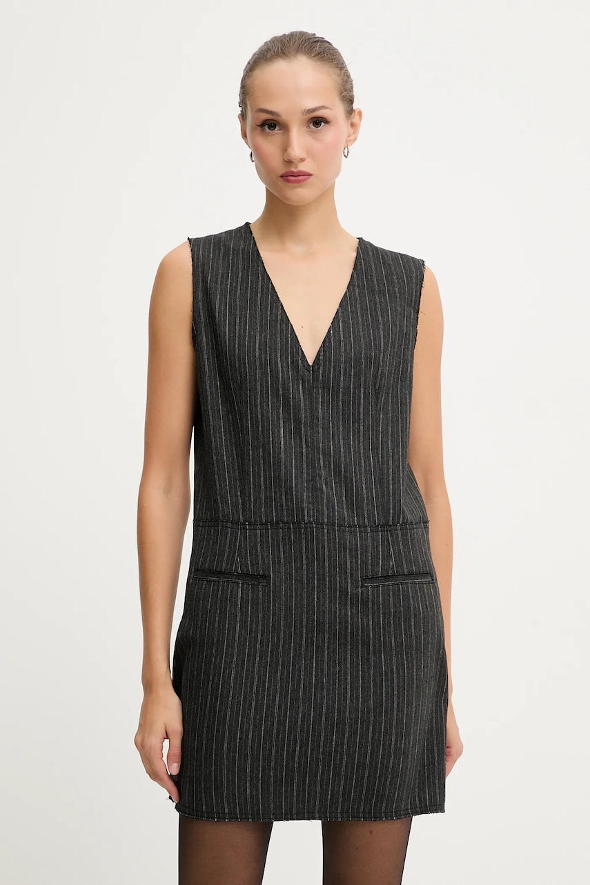 Šaty s příměsí vlny Iceberg šedá barva, mini, H051 3082