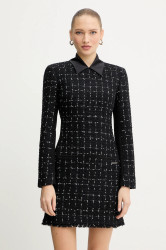 Šaty s příměsí vlny Karl Lagerfeld černá barva, mini, A4W13021