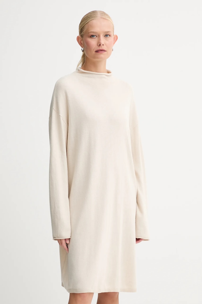 Šaty s příměsí vlny Marc O'Polo béžová barva, mini, oversize, 509511867033