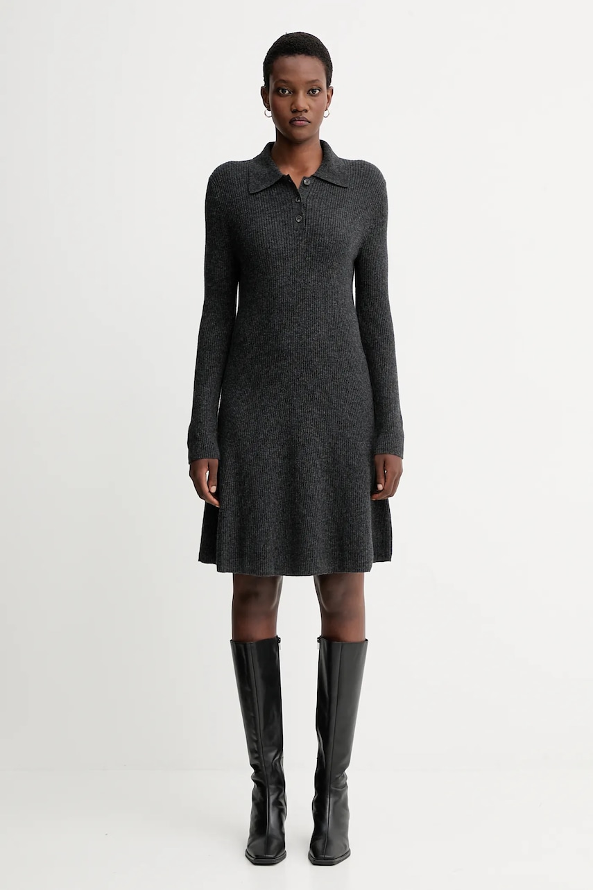 Šaty s příměsí vlny Marc O'Polo šedá barva, mini, 5000006940