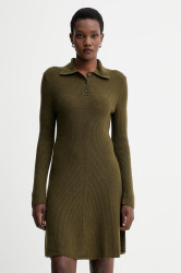 Šaty s příměsí vlny Marc O'Polo zelená barva, mini, 5000006940