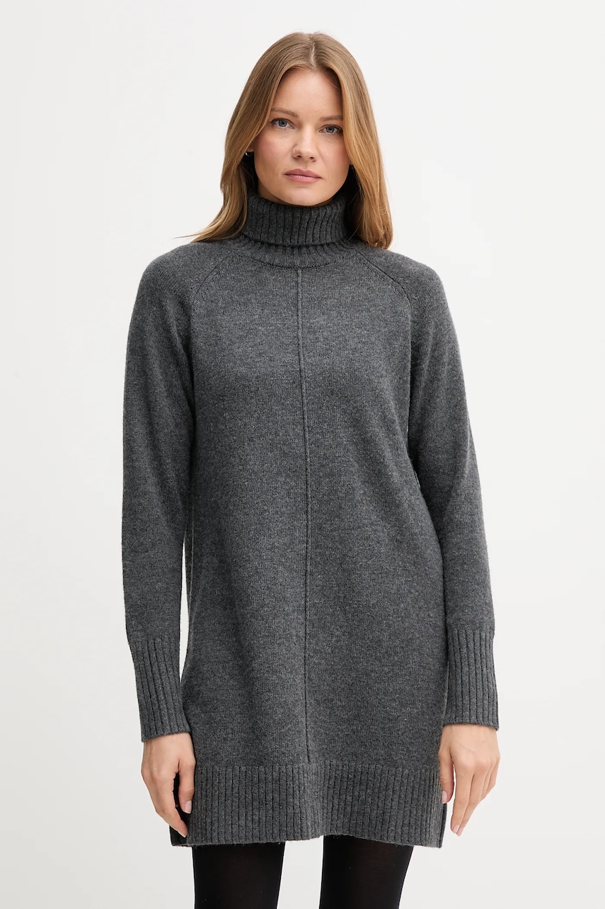 Šaty s příměsí vlny Pepe Jeans šedá barva, mini, oversize, PL9537714