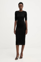 Šaty s příměsí vlny Pinko černá barva, midi, 105653 A2TW