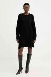 Šaty s příměsí vlny Pinko černá barva, mini, oversize, 105504 A2R1