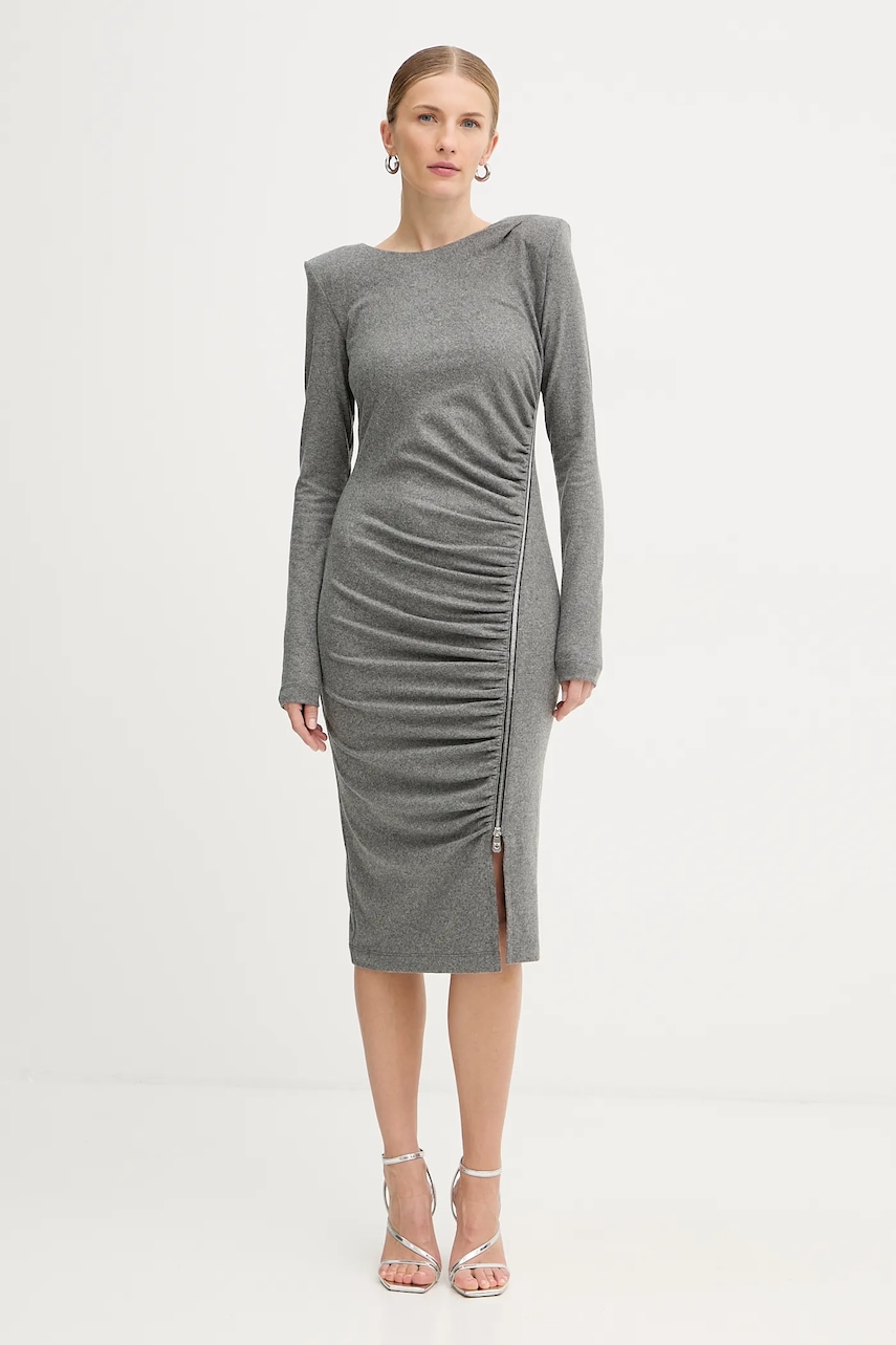 Šaty s příměsí vlny Pinko šedá barva, mini, 106126 A2ZU