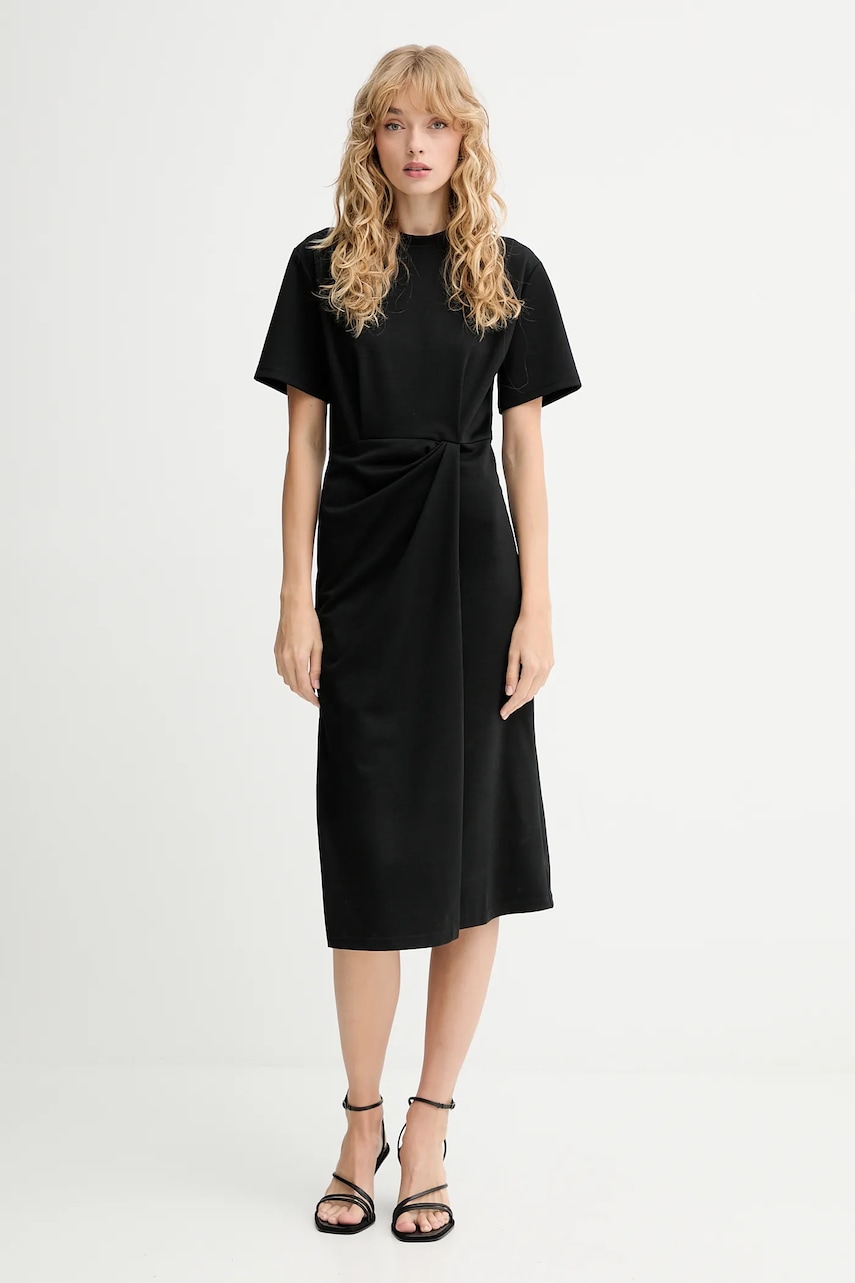 Šaty s příměsí vlny Sessun černá barva, midi, 25105015