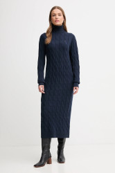 Šaty s příměsí vlny Tommy Hilfiger tmavomodrá barva, maxi, WW0WW46429