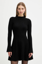 Šaty s příměsí vlny Twinset černá barva, mini, 252TT3140