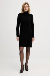 Šaty s příměsí vlny United Colors of Benetton černá barva, midi, 1444DV02F