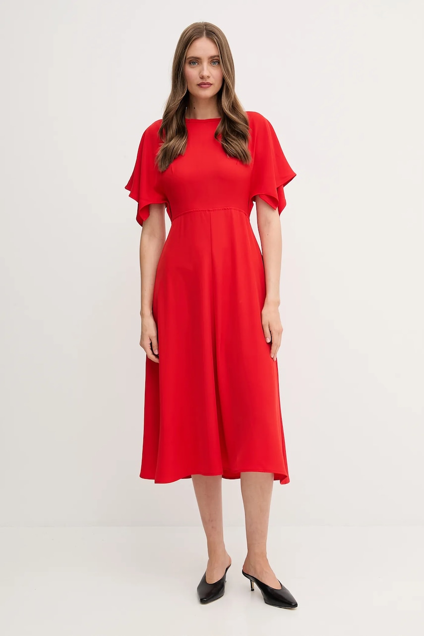 Šaty Sandro Ferrone červená barva, midi, S23XBEBRANCALEONE