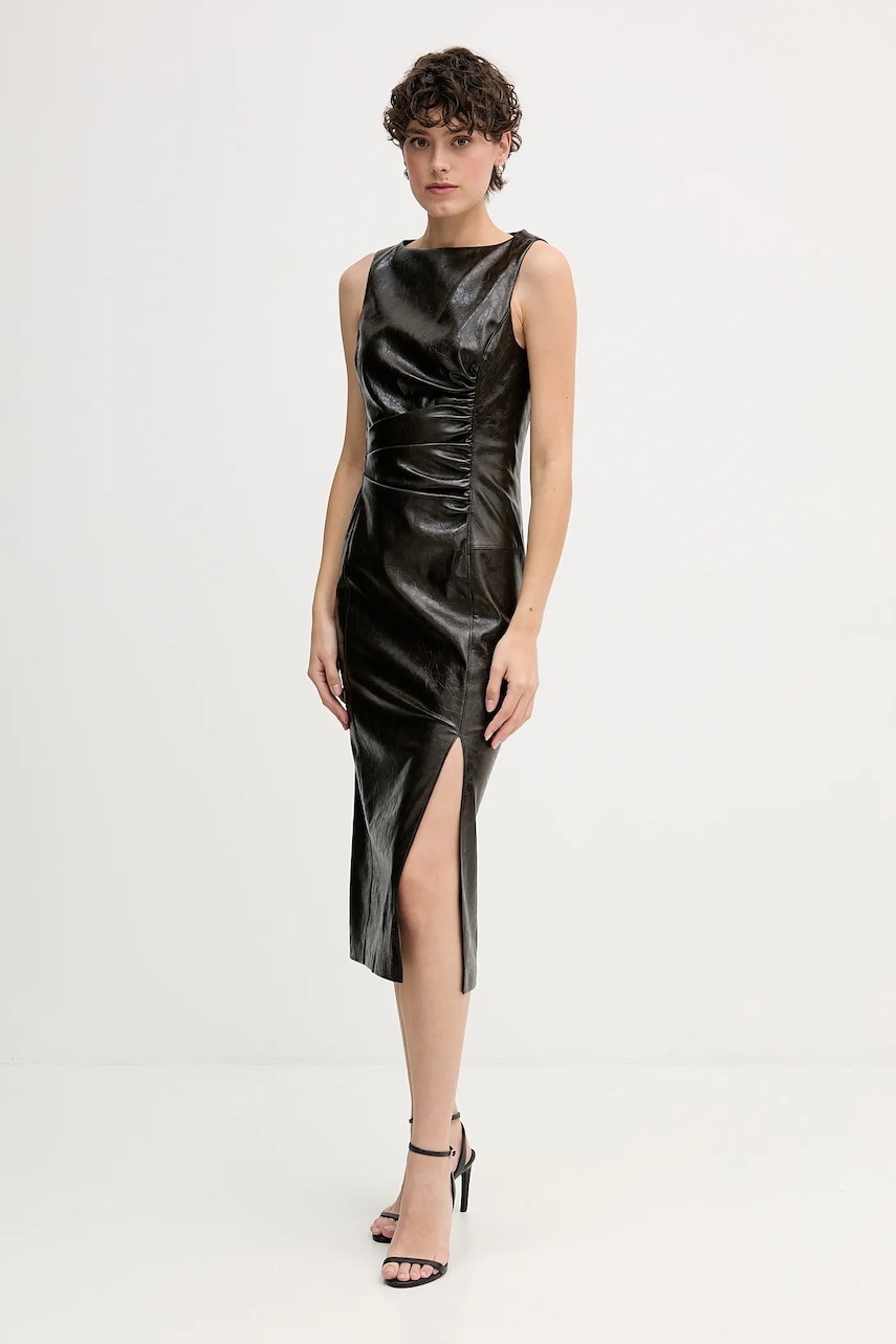 Šaty Sisley hnědá barva, midi, přiléhavé, 44WKL0033