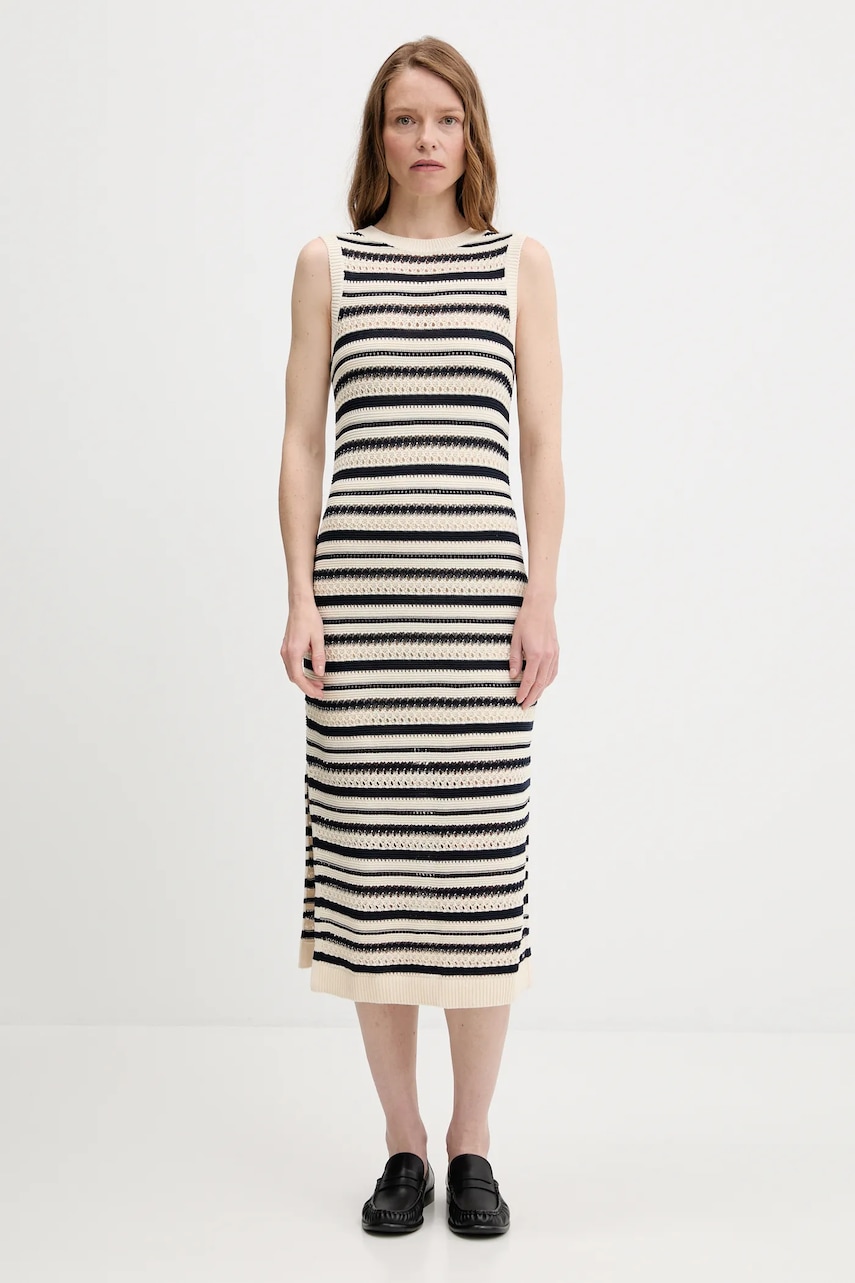 Šaty Tommy Hilfiger béžová barva, maxi, přiléhavé, WW0WW45649