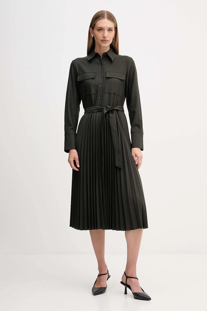 Šaty Tommy Hilfiger zelená barva, midi, WW0WW46582