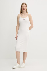 Šaty Tommy Jeans béžová barva, midi, přiléhavé, DW0DW20330