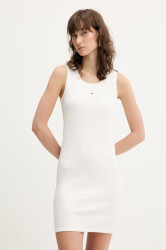 Šaty Tommy Jeans bílá barva, mini, přiléhavé, DW0DW20674