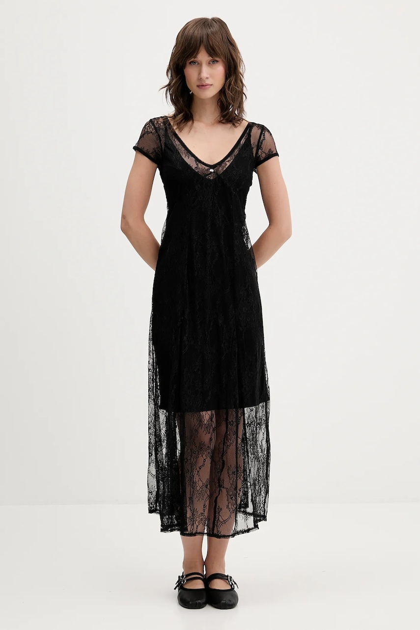 Šaty Tommy Jeans černá barva, maxi, DW0DW21507