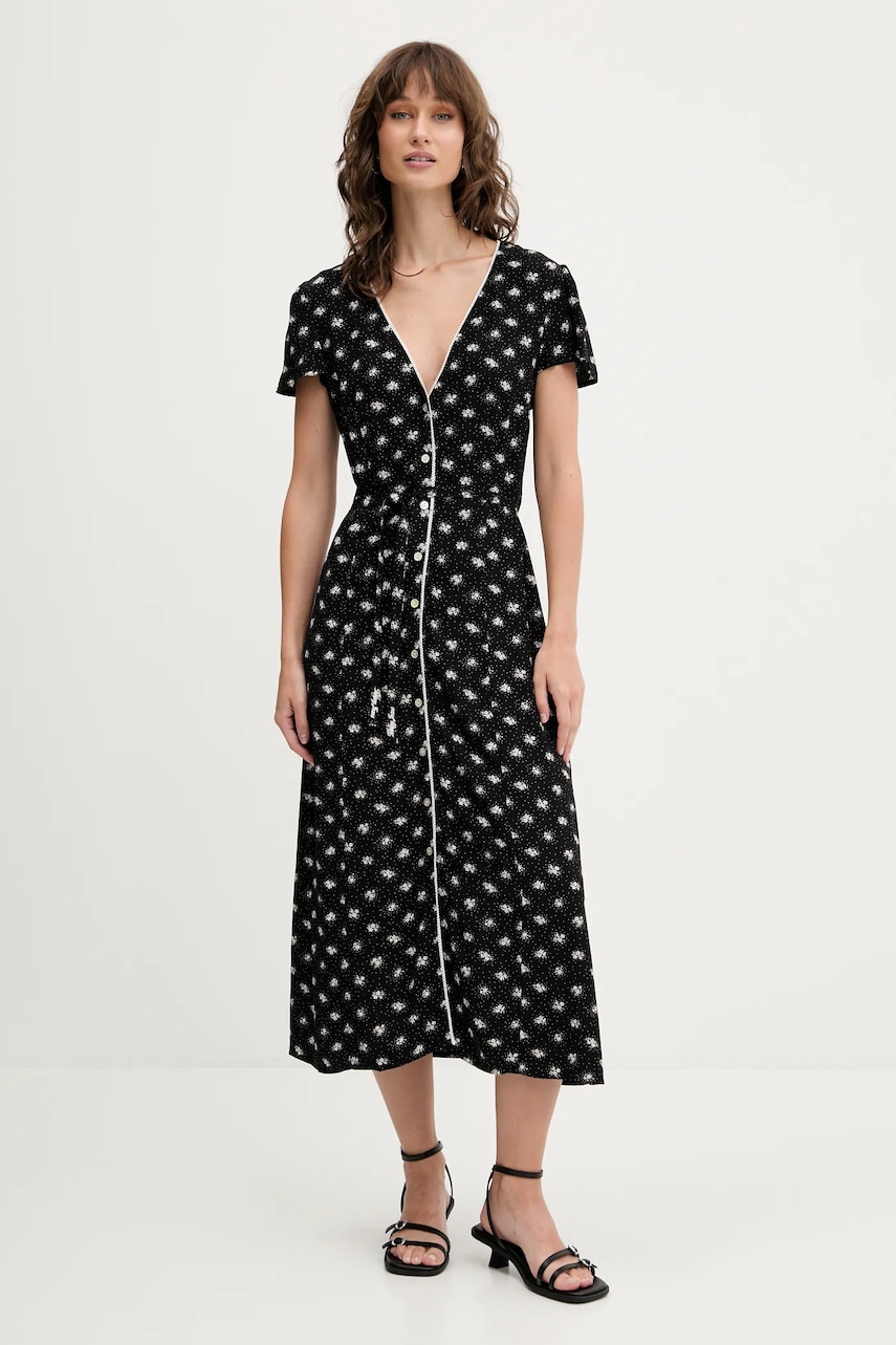 Šaty Tommy Jeans černá barva, midi, DW0DW20884