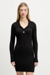 Šaty Tommy Jeans černá barva, mini, přiléhavé, DW0DW22183