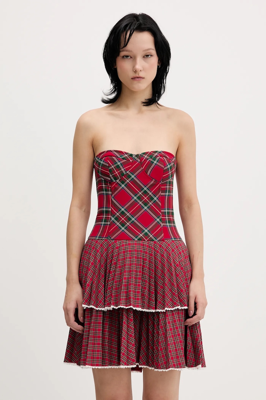 Šaty Tommy Jeans červená barva, mini, DW0DW22487