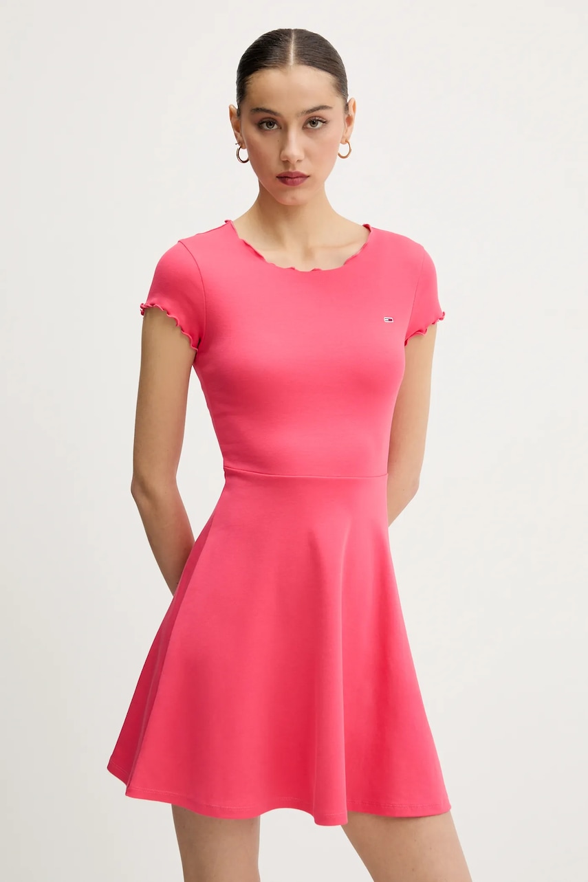Šaty Tommy Jeans růžová barva, maxi, DW0DW20614