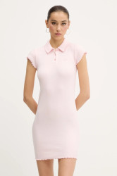 Šaty Tommy Jeans růžová barva, mini, přiléhavé, DW0DW20297