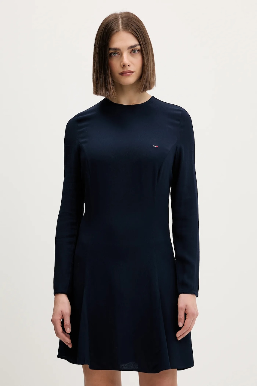 Šaty Tommy Jeans tmavomodrá barva, mini, DW0DW21916