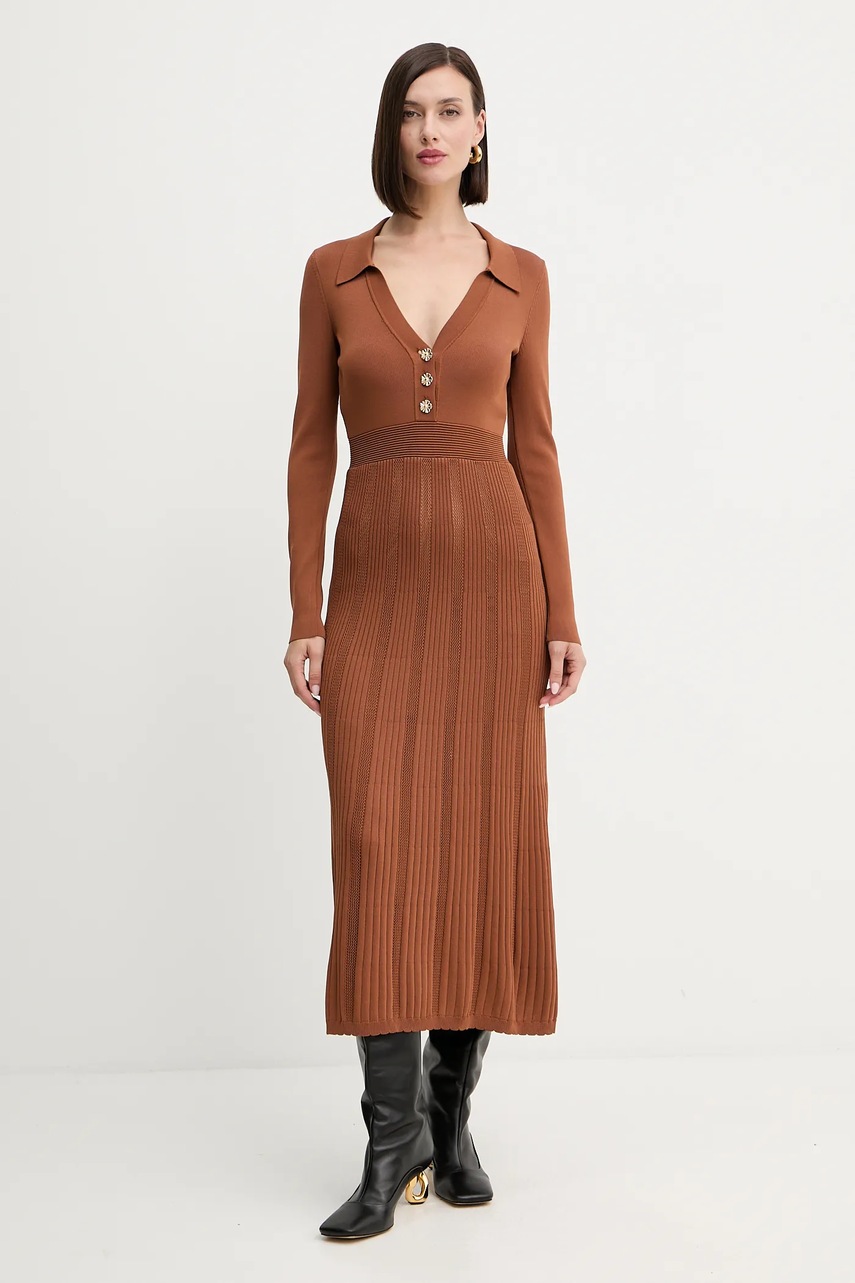 Šaty Twinset hnědá barva, maxi, 252TP3110