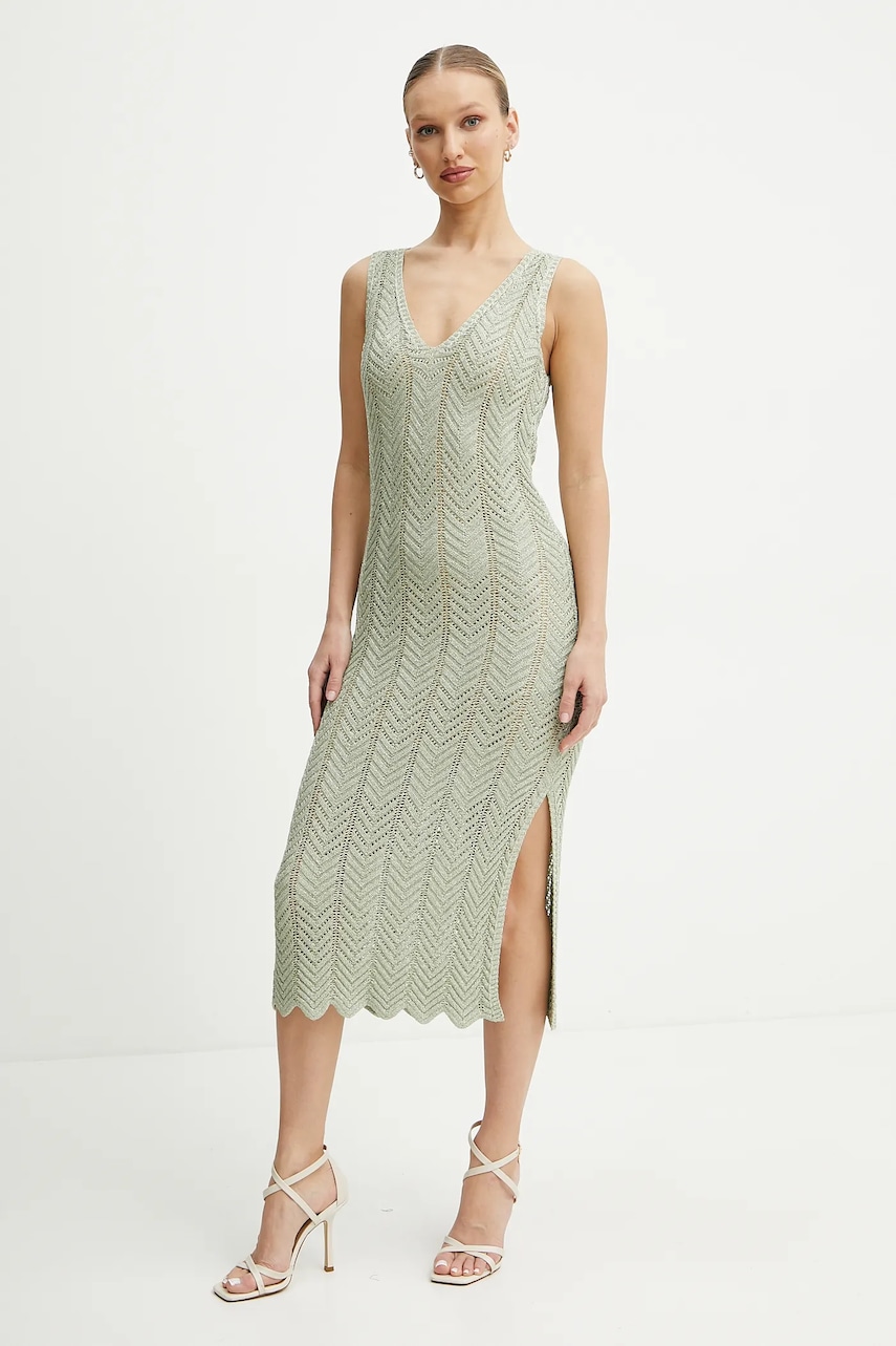 Šaty Twinset zelená barva, midi, přiléhavé, 251TT319A