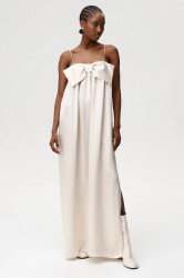 Šaty Undress Code béžová barva, maxi, oversize, 1038