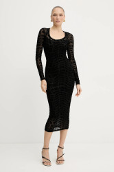 Šaty Versace Jeans Couture černá barva, midi, přiléhavé, 79HAO920 JS490