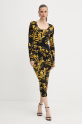 Šaty Versace Jeans Couture černá barva, midi, přiléhavé, 79HAO920 JS500