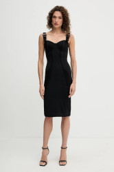Šaty Versace Jeans Couture černá barva, midi, přiléhavé, 79HAO94M DT037