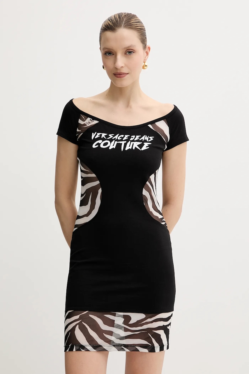Šaty Versace Jeans Couture černá barva, mini, přiléhavé, 78HAO9A6 J0020