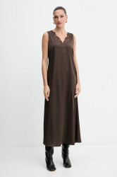 Šaty Weekend Max Mara CANOSSA hnědá barva, maxi, 2525226011600