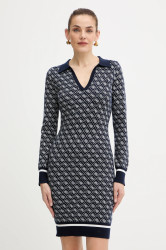 Šaty z vlněné směsi Guess AUBREY tmavomodrá barva, mini, přiléhavé, W5BK25 Z3JD2