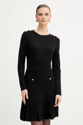 Šaty z vlněné směsi Morgan černá barva, mini, RMCOLO