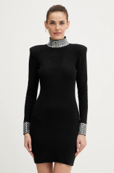 Šaty z vlněné směsi Retrofete Corinth černá barva, mini, přiléhavé, FW24-10043