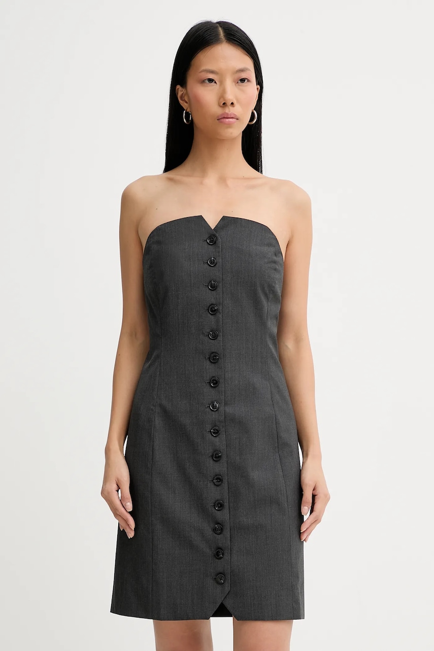 Šaty z vlněné směsi Samsoe Samsoe Saellen šedá barva, mini, F24400132