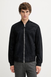 Semišová bomber bunda AllSaints ZEALAND černá barva, přechodná, M035LD